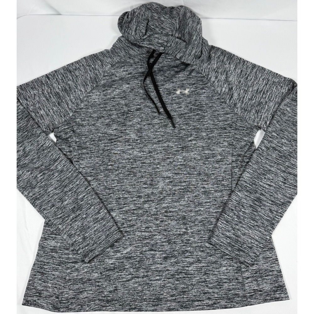 Under Armour HeatGear Loose Hoodie Womens Large Gray Space Dye Raglan Pullover